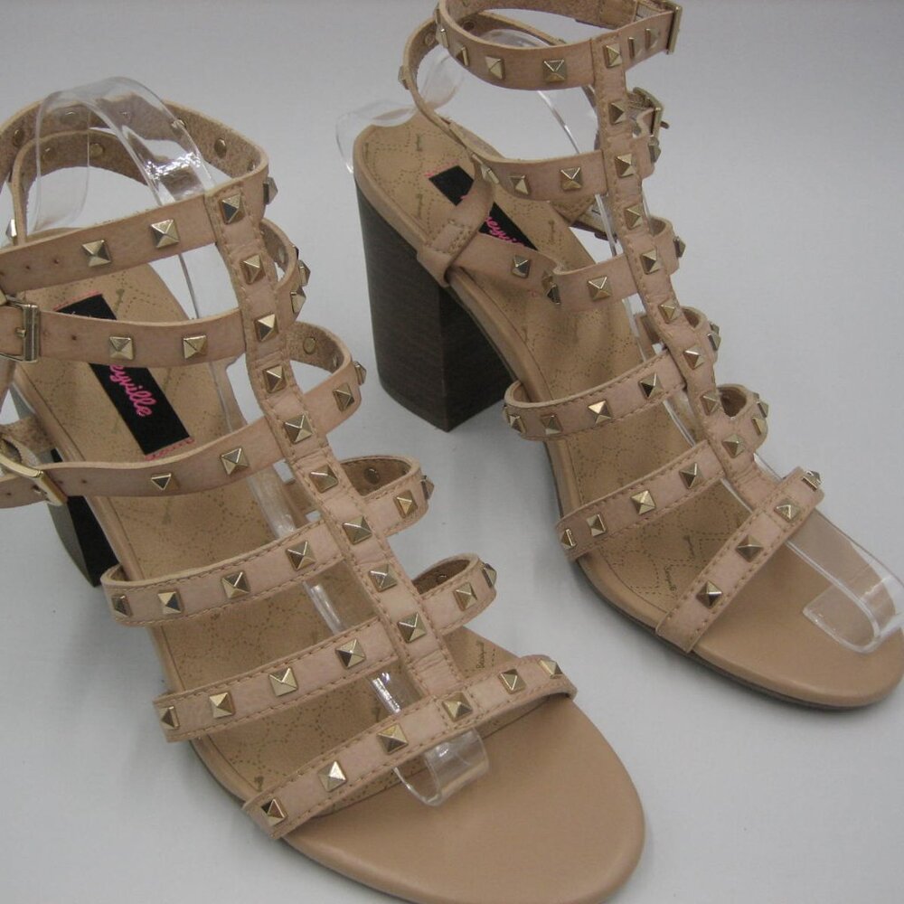 Betseyville Target | NEW Naveah 9.5 Stud Sandals Beige Tan Camel Block Heel